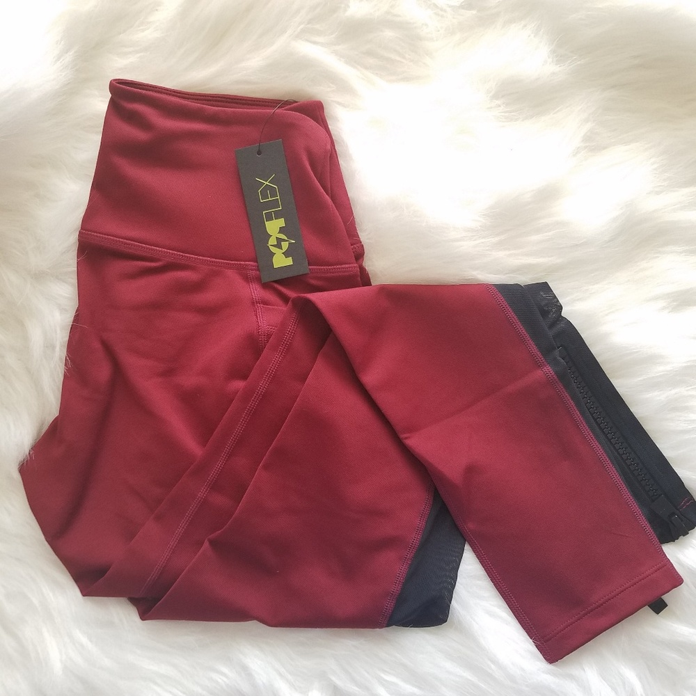 PopFlex Adventure Zip Legging Cabernet 6 NWT